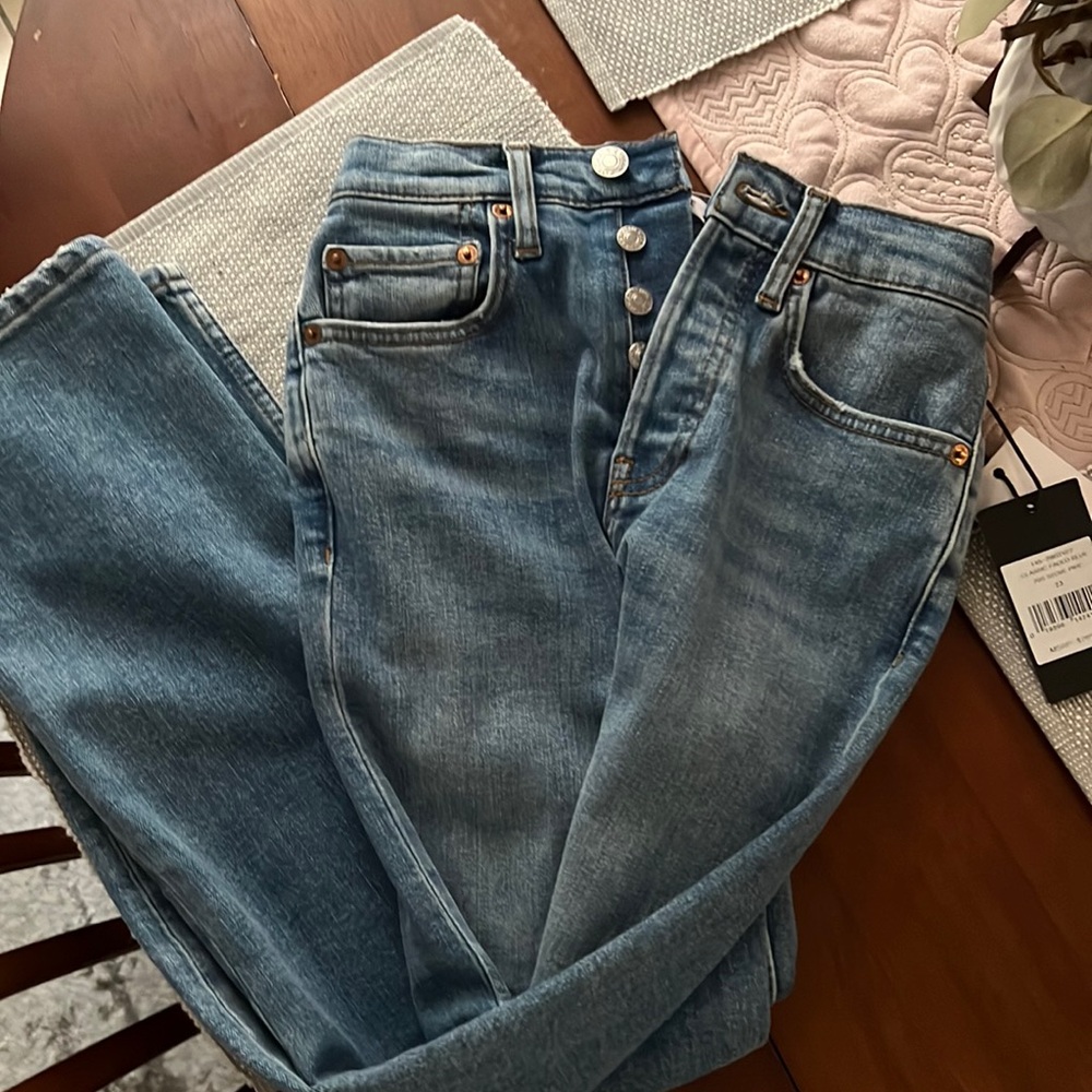 Classic Faded Blue 70s Stove Pipe re/done jeans size 23